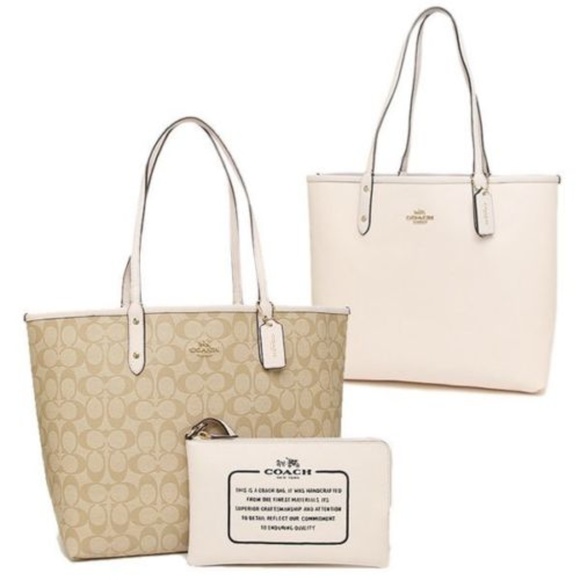 coach tote white